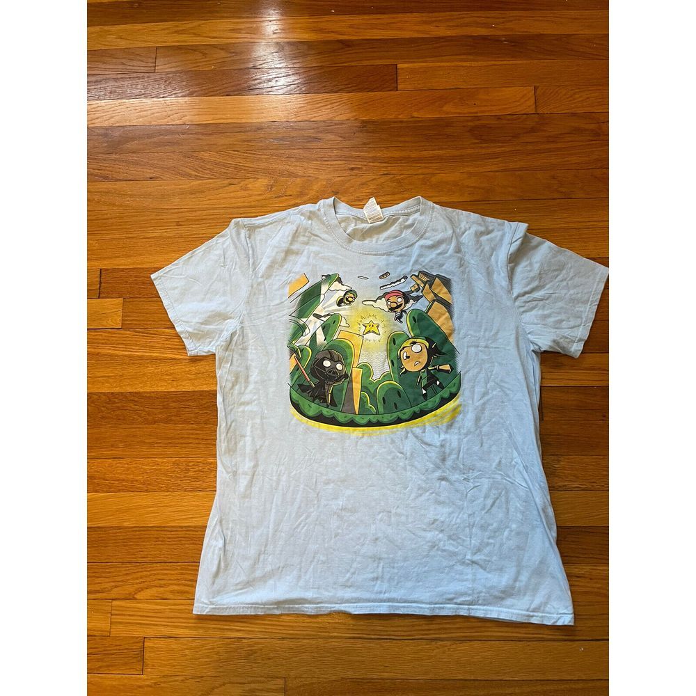 Gildan Men's M Sky blue Gamer‎ Tshirt Mario, Vader Zelda Size XL